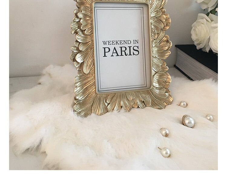 Retro Resin Photo Frame Gold Picture Frame Home Decor Photography Props Wedding Pictures Frames Desk Decoration Ornament