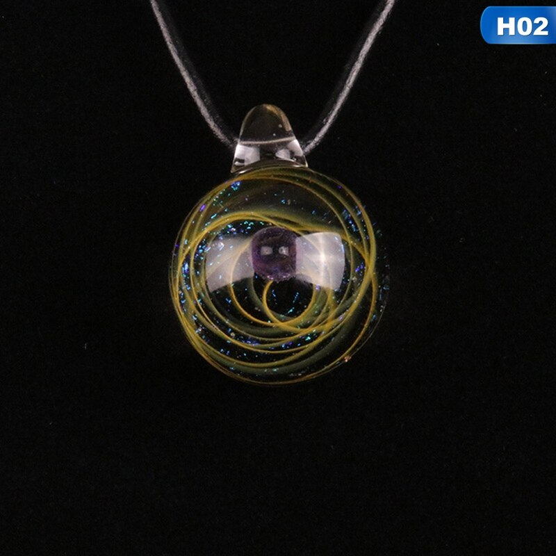 2019 Creativo Pianeta di Cristallo Stelle Sfera di Vetro Galaxy Modello di Catena In Pelle Pendenti con gemme e perle Collana Galaxy Bella Collana: H02