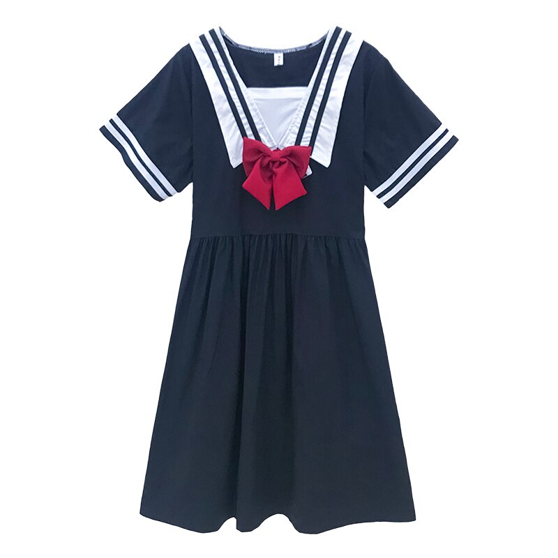 Japanese College Style JK Navy Sailor Suit Long Dress Women&#39;s Summer japanese school uniform sailor uniform: Default Title
