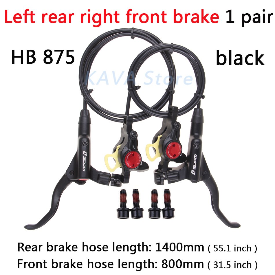 ZOOM-freno de HB-875 para bicicleta de montaña, frenos hidráulicos de 800/1400mm, juego de frenos de disco a presión de aceite para bicicleta de montaña, piezas para bicicleta delantera y trasera: Left R right F black