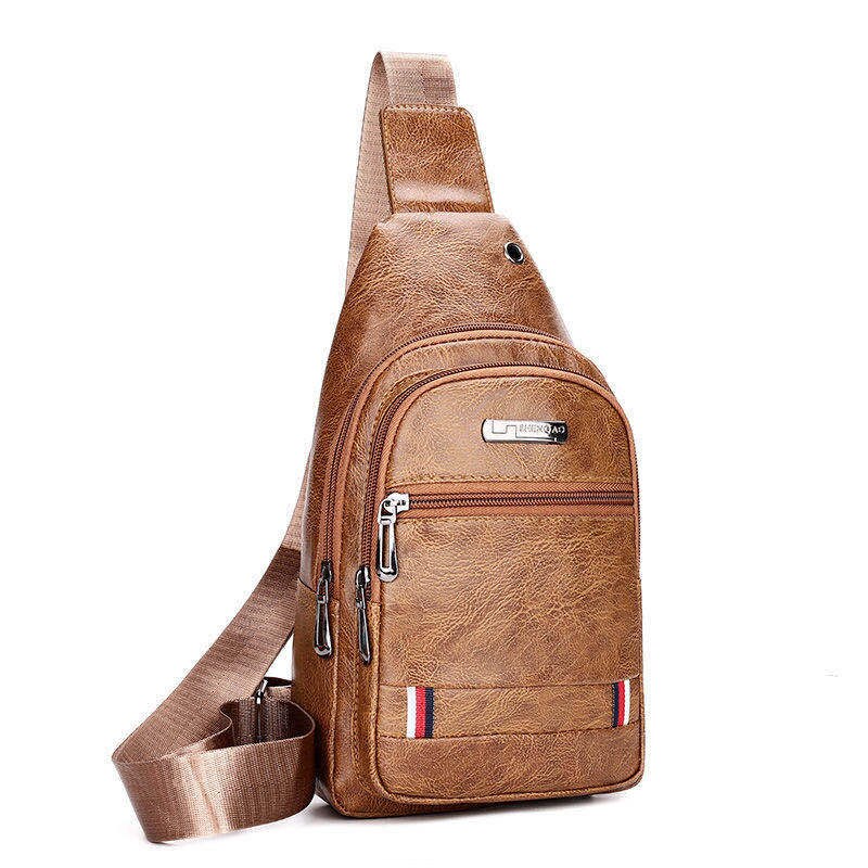 waterproof Male Chest bag Leather Crossbody Bags High Capacity Chest Bag Travel Shoulder Pack For Men Bolsos: Style C-2