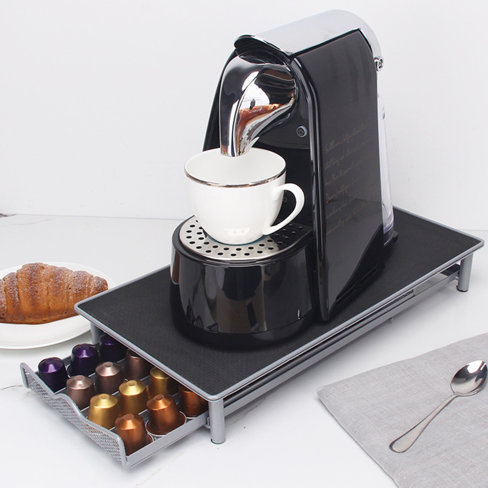 Prático café cápsula organizador gaveta café cápsula suporte gavetas titular para café nespresso cápsulas prateleiras titular rack