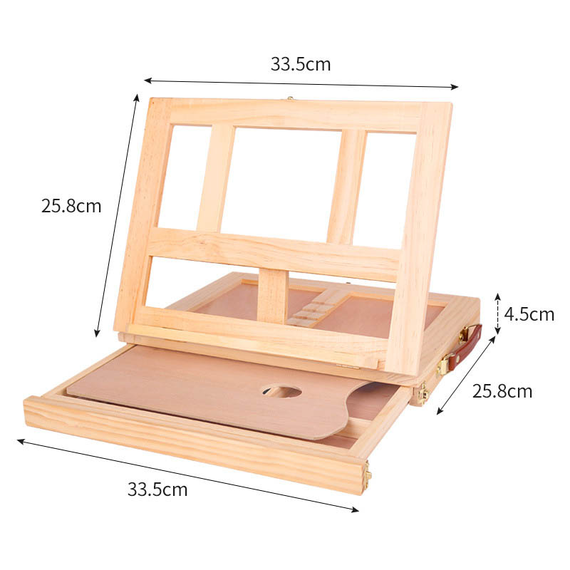 MyLifeUNIT Wooden Desktop Sketch Easel Adjustable Portable Painting Easel Artist Suitcase Paint Hardware Storage Drawer Easels