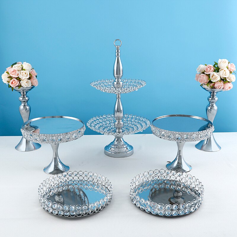 1pcs Silver color cake stand 2tier cupcake stand Fruits Desserts Dish Plates for Tea Birthday Party