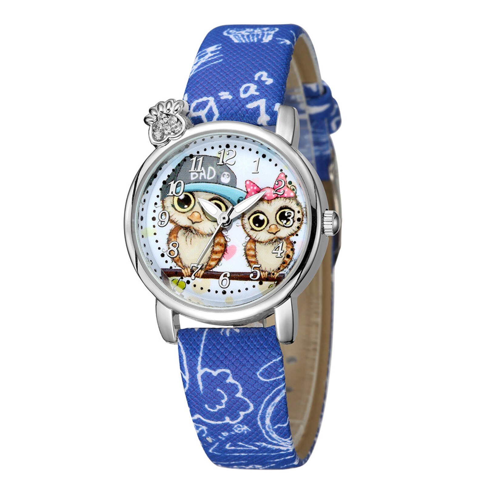 Reloj para niños con estampado de búho y dibujos animados, correa de malla para niños, varios estilos, reloj de goma, de Navidad: Blue
