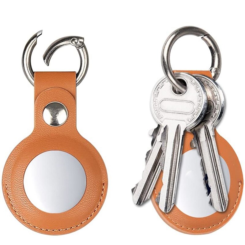 2 -teiliges etui, kompatibel mit apple airtag, schutzhülle aus pu-leder mit schlüsselanhänger und schlüsselring für airtag-zubehör