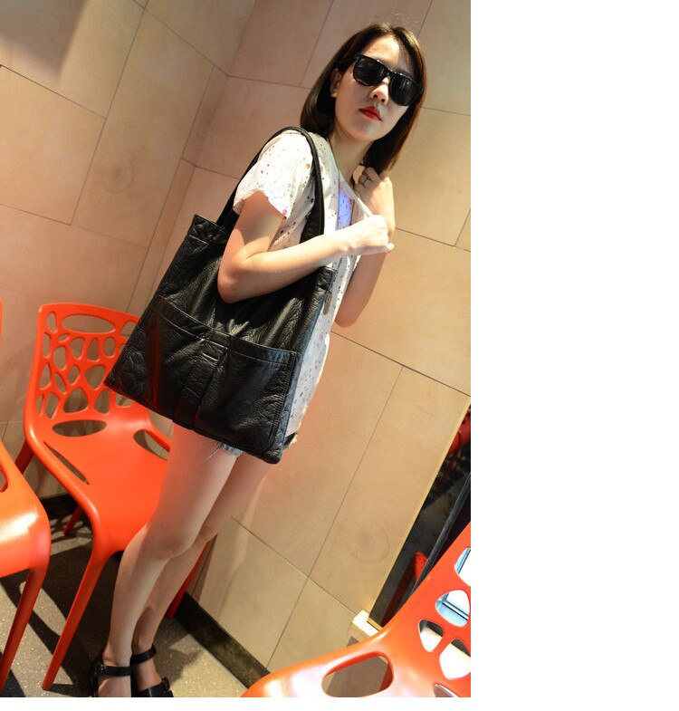 Soft Leather Women Bag Casual Black Hobo Bags PU Leather Handbag Totes Shopper Female Sling Shoulder Bags Retro Bag