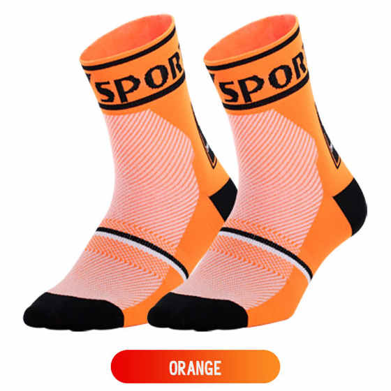 DH de deportes de los hombres de la de ciclismo calcetines de nailon para mujer transpirable deporte fútbol Calcetines: Orange / S CODE (34-39 YARDS)