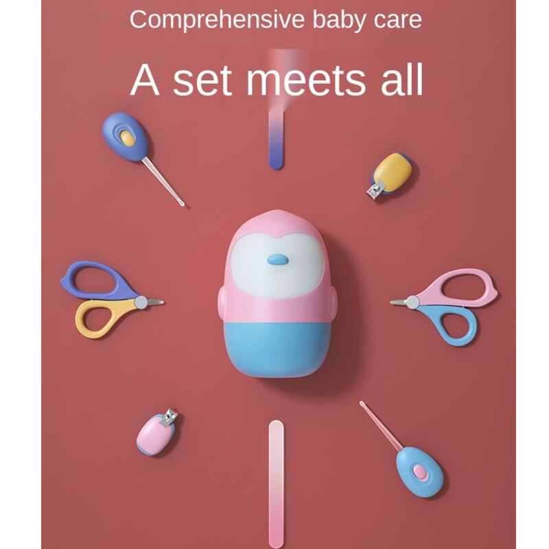 Tagliaunghie portatili per bambini set forbici per unghie pinguino per neonati neonati strumenti per cartoni animati per la cura delle dita del naso