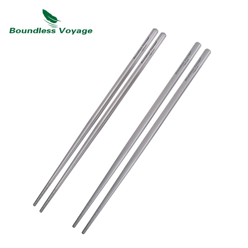 Baguettes de Voyage rondes et carrées en titane antidérapantes, vaisselle Portable en Ti, couverts d'extérieur