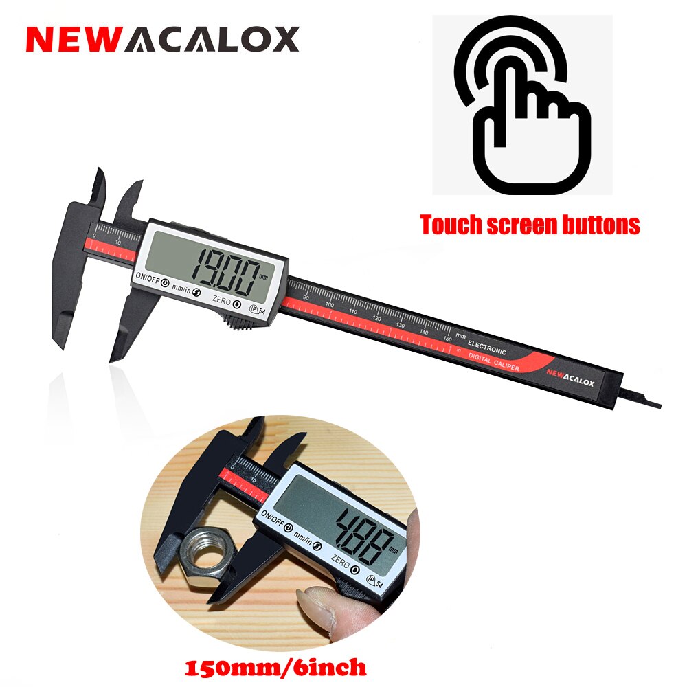 NEWACALOX Digital Caliper 6 Inch Carbon Fiber Calipers Measuring Tool Inch/Metric Conversion for Accuracy Measuremet