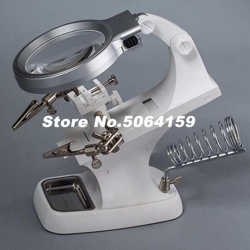 Metal Desktop LED Energy-Saving Maintenance Tool Magnifying Glass With Different Magnifications 3X and 4.5X