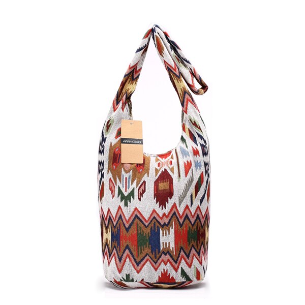 Annmouler Grote Capaciteit Vrouwen Tas Zachte Katoenen Schoudertas Vintage Tribal Hobo Bag Groen Sling Borst Bag Voor Dames: Multicolor