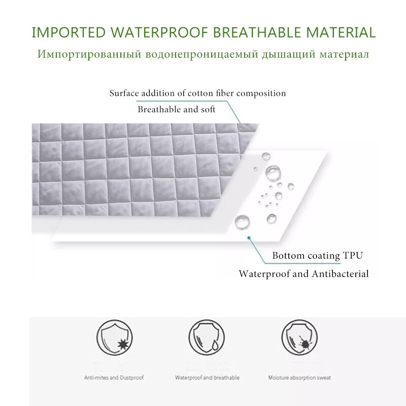 Koningin Koning Brushed Stof Gewatteerde Waterdichte Matras Cover Super Zacht Ademend Absorberende Persoonlijke Zorg Matras Protector