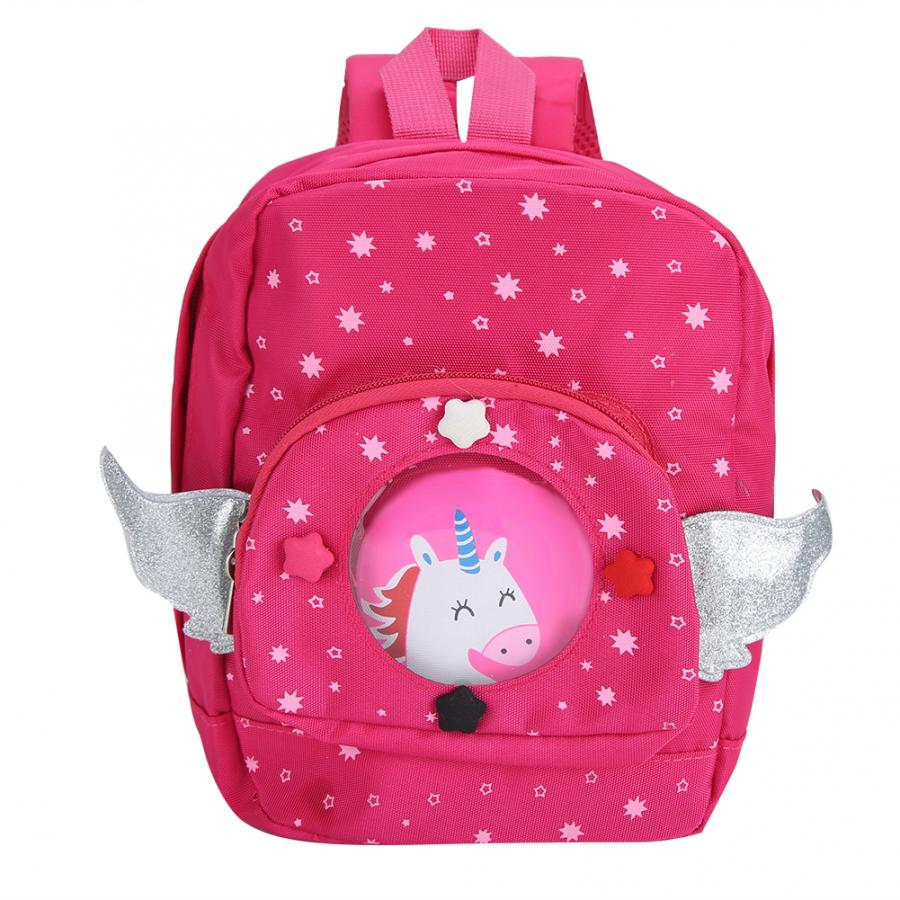 Rosa Roja mochila infantil bonita mochila de tela Oxford bolso de hombro al aire libre mochila antipérdida para niños