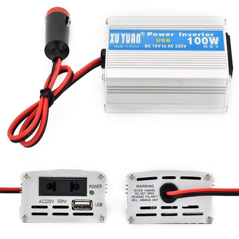 100W Car and Home Laptop Power Inverter DC 12V/24V to AC 220V Power Converter W91F