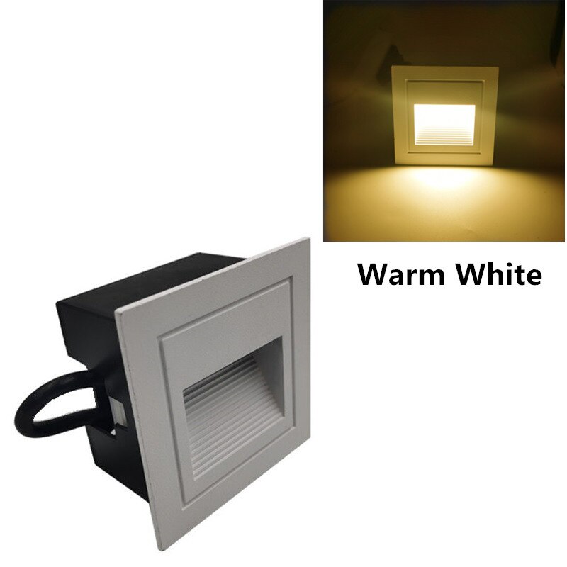 Ip65 vandtæt væglampe underjordisk ført trappelys udendørs fodlygte forsænket hjørnevæglampe udvendigt havelys: Wh varmhvid