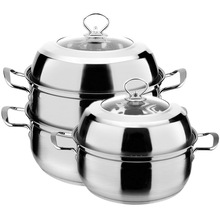 Double bottom steamer stainless steel thick double bottom multi-purpose soup pot steamer 027