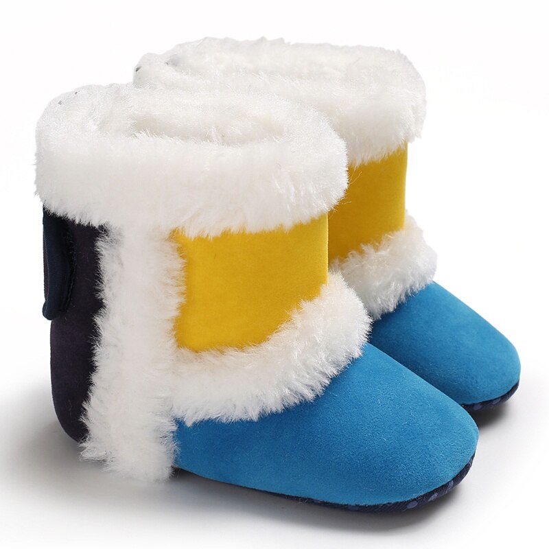 PatPat Neue Winter Baby/Kleinkind Flusen Colorblock Prewalker Schuhe für Baby unisex Schnee Stiefel: Blau / Kleinkind uns 3
