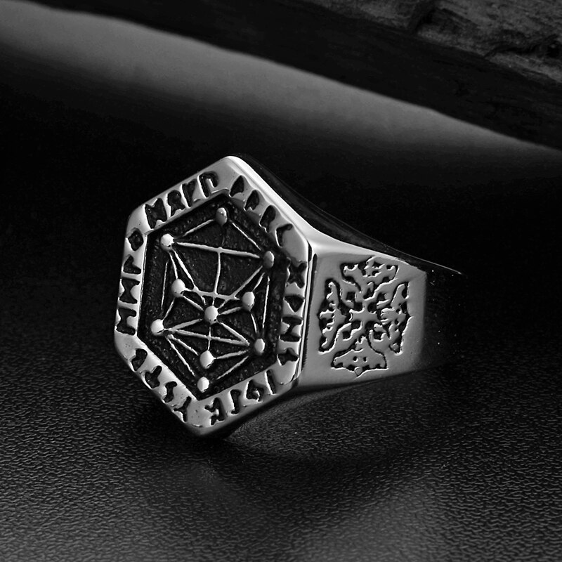 Stainless Steel Rings for man Nordic mythology Viking Rune Index Ring Gold Color Ring jewelry