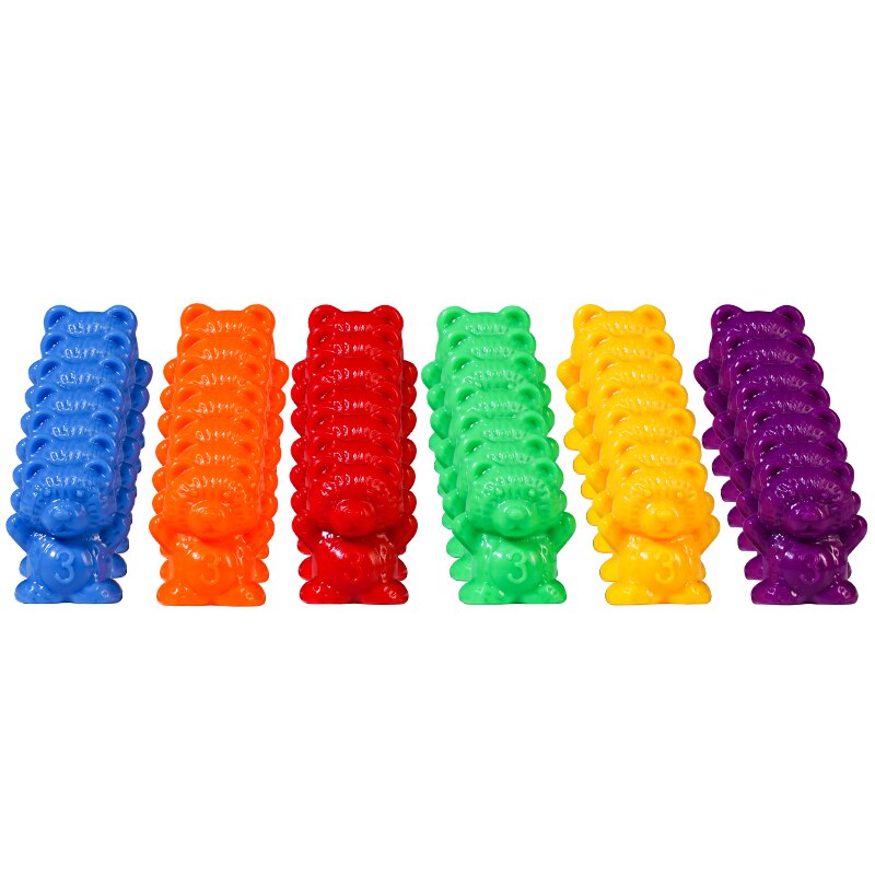 1 set Zählen Bears Mit Stapeln Tassen Montessori Regenbogen Passende Spiel Farbe Sortierung Spielzeug Für Kleinkinder Baby aufkleber Tweeze: 3g 60pcs