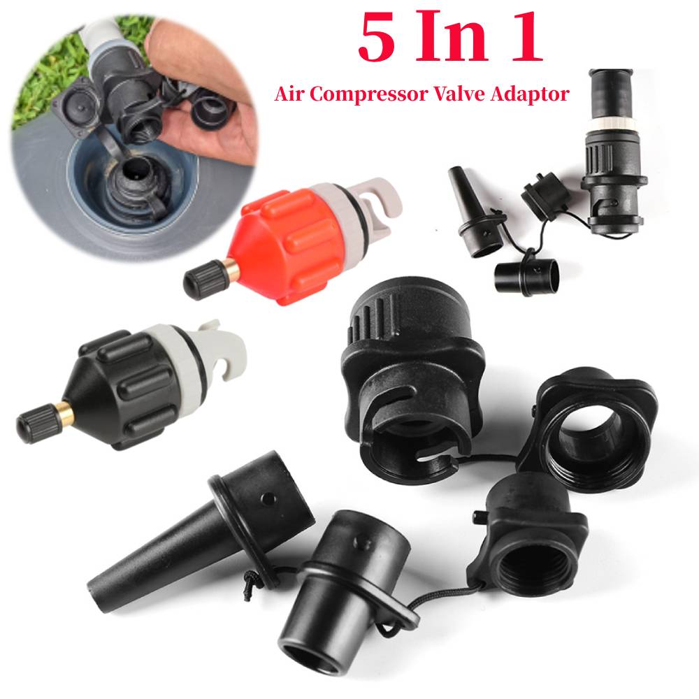 5-in-1-Luftventil-Adapter, Rudern, Gummiboot, Kanu, Kajak, Luftventil-Adapter, aufblasbarer Kompressor, Pumpenkonverter für SUP-Board