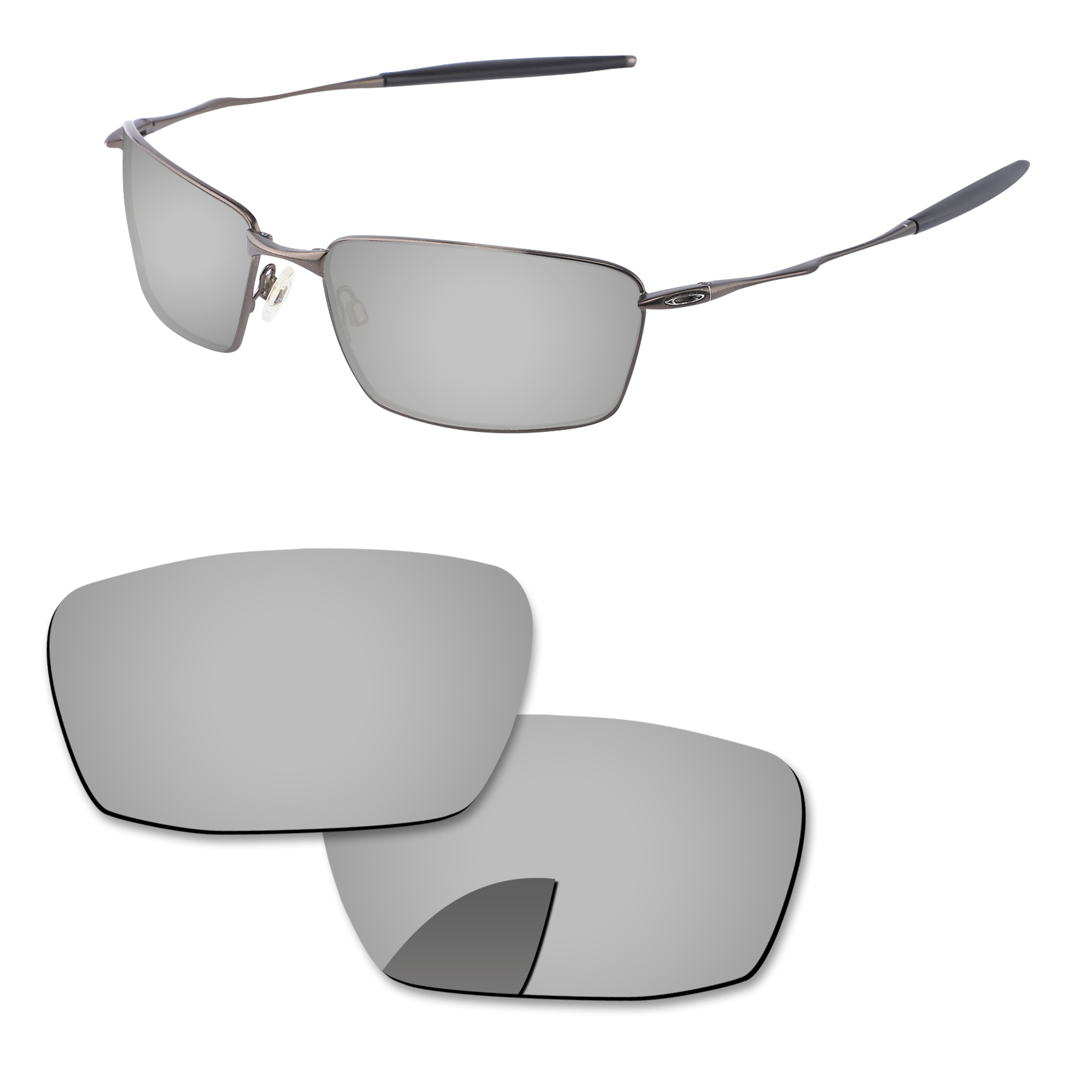 Alphax Vervanging Lenzen Voor-Oakley Vierkante Snorhaar Zonnebril Gepolariseerde-Meerdere Opties: Chrome Silver