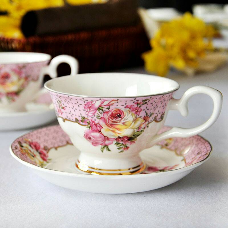 Bone china mok, Engels afternoon Tea Set Europese Rode Thee Cup, keramische koffie Set, Beschikbaar