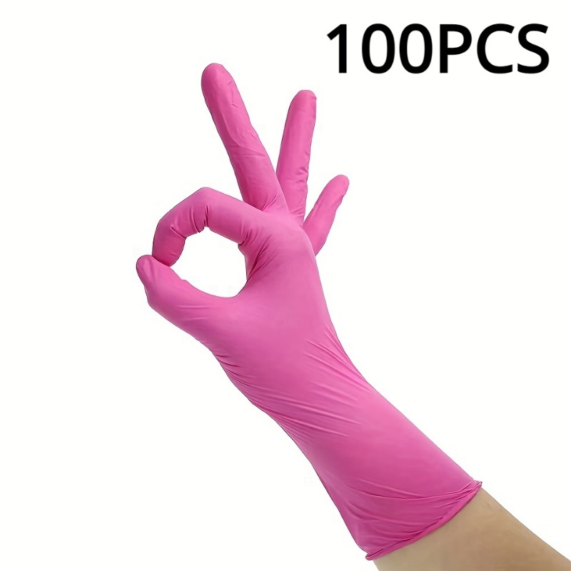 XS/S/M/L guantes de nitrilo rosa guantes desechables para el hogar elástico sin látex impermeable duradero herramienta de limpieza multifuncional: L / Verde