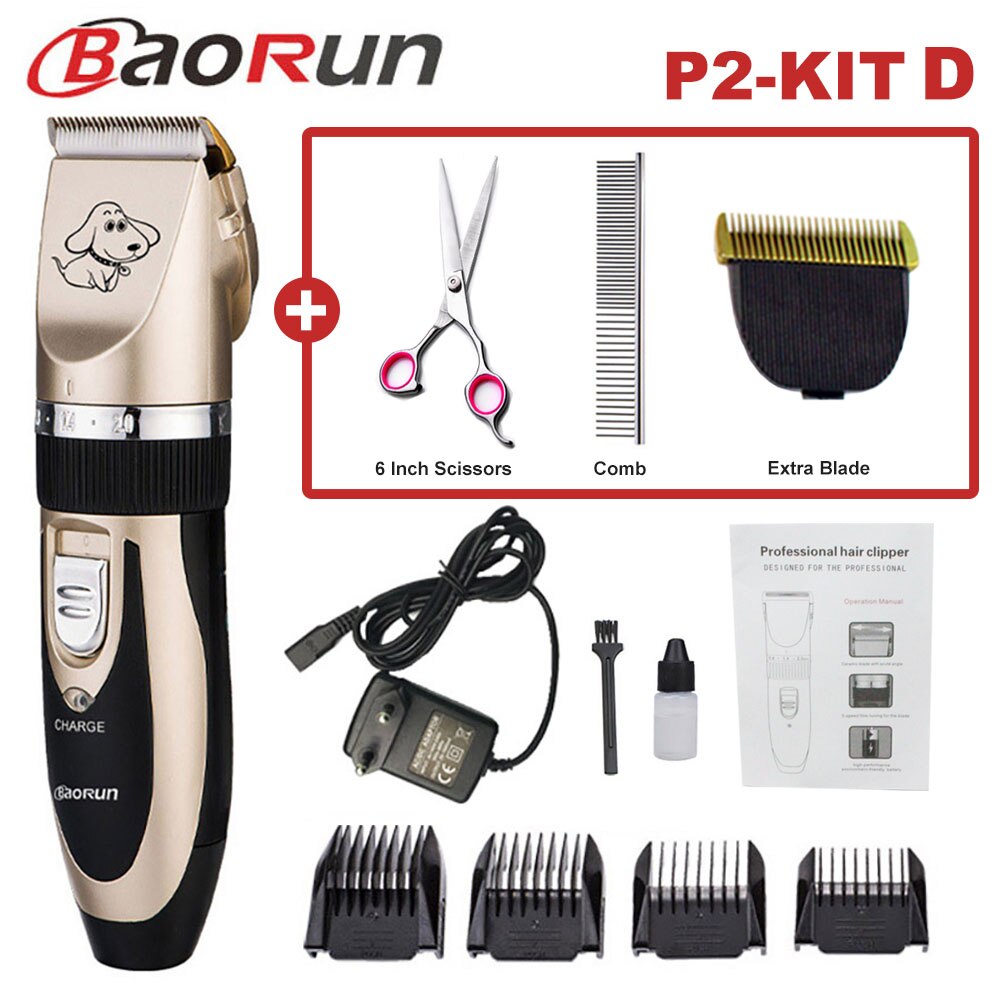 Baorun Pet Dog Hair Trimmer Animal Grooming Clippers Cat Cutter Machine Shaver Electric Scissor Clipper 110-240V AC: P2-KIT D