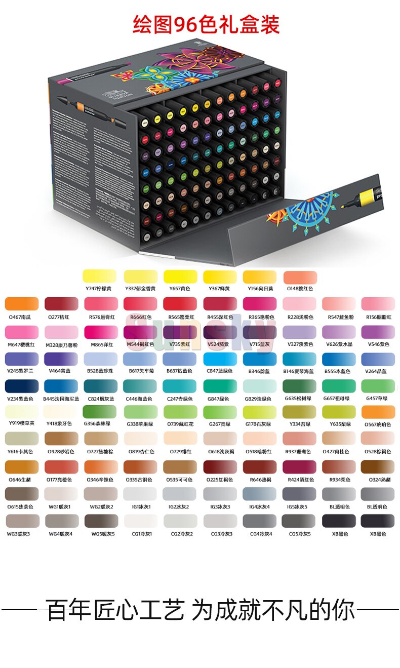 Winsor &amp; Newton Promarker Brush 6 12 24 48 96 color Essential Collection Alcohol comics building Art Scenery Marker Gray Red Set