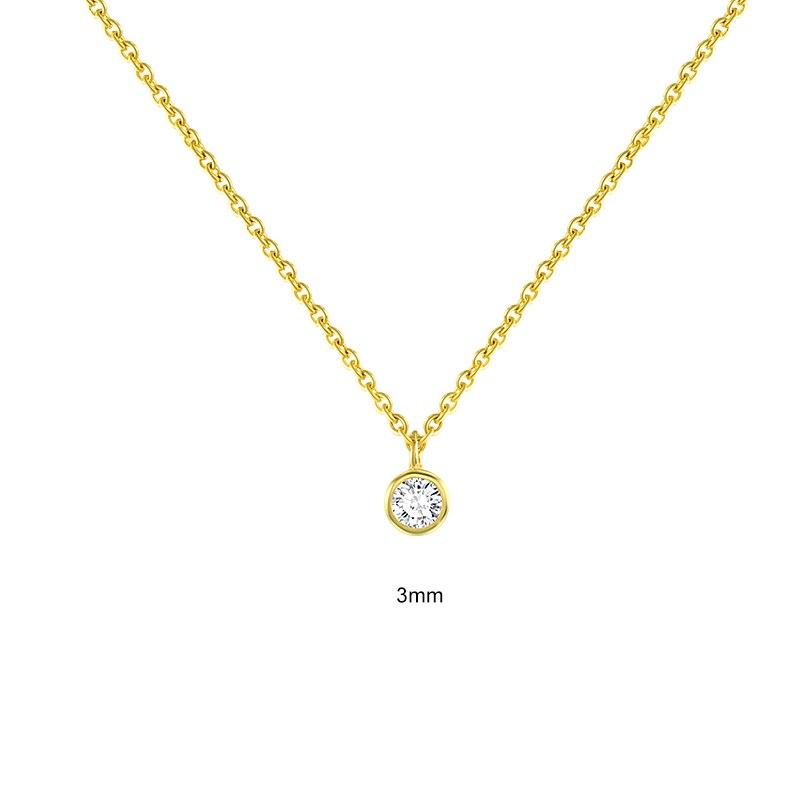Aide-Collares con colgante de circón redondo brillante para mujer, de Plata de Ley 925, Gargantilla de cadena, collar llamativo, de joyería: 3mm zircon