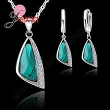 Elegante Monili di Cerimonia Nuziale Imposta 925 gioielli In Argento di Cristallo Del Cerchio Degli Orecchini Della Collana Set Set di Gioielli di Cristallo Per Le Donne Regali