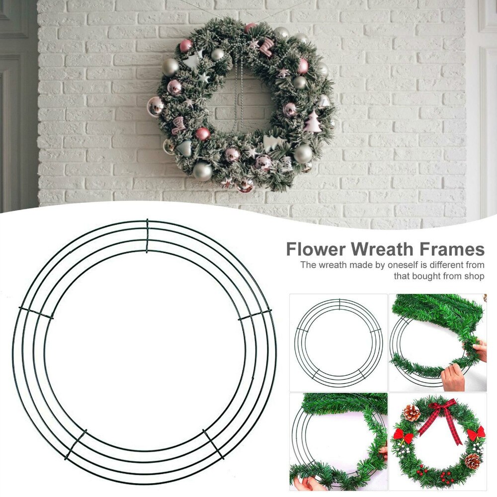 8/10/12/14inch Wire Wreath Frame Wire Wreath Making Rings Green For Year Valentines
