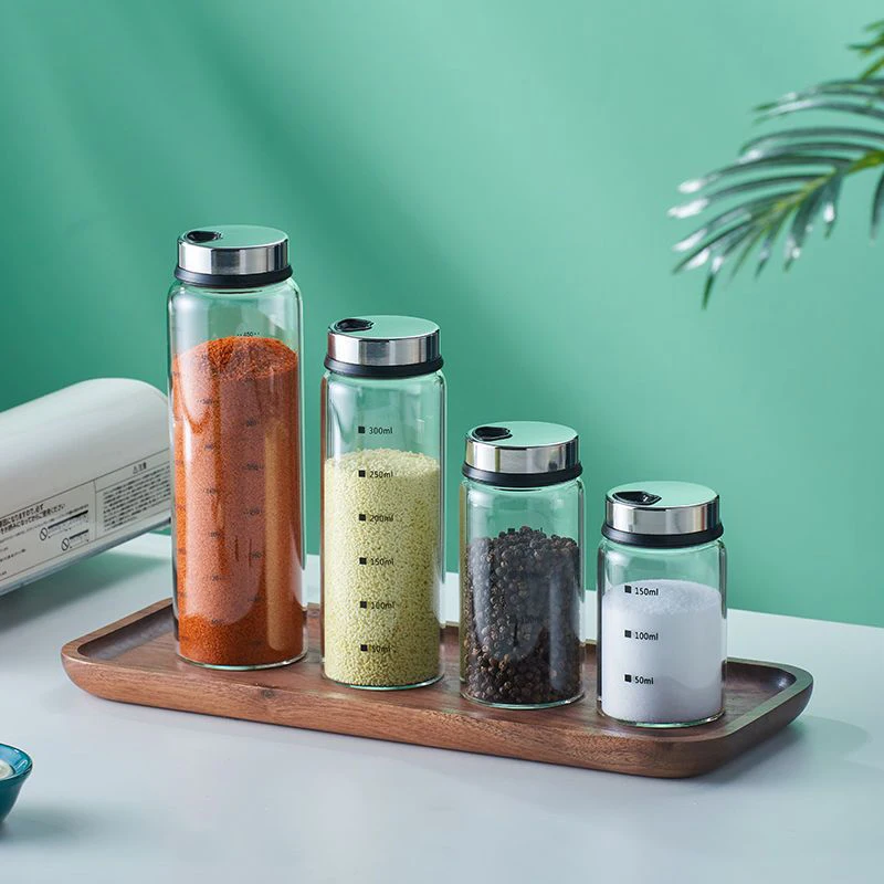 150/200/300/450ml High Borosilicate Glass Seasoning Jar Pepper Spice Shaker Kitchen Salt Sesame Solid Condiment Dispenser Bottle