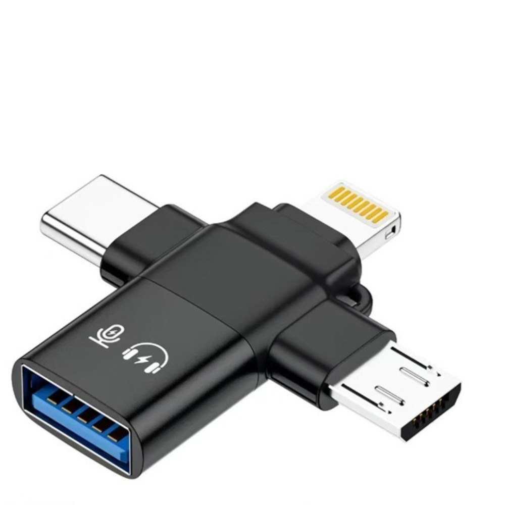 Universal OTG 3-in-1 Adapter Plug Play Schnellladung Datenübertragungskonverter Tragbarer 3-in-1 Typ-C-Adapter: WHITE