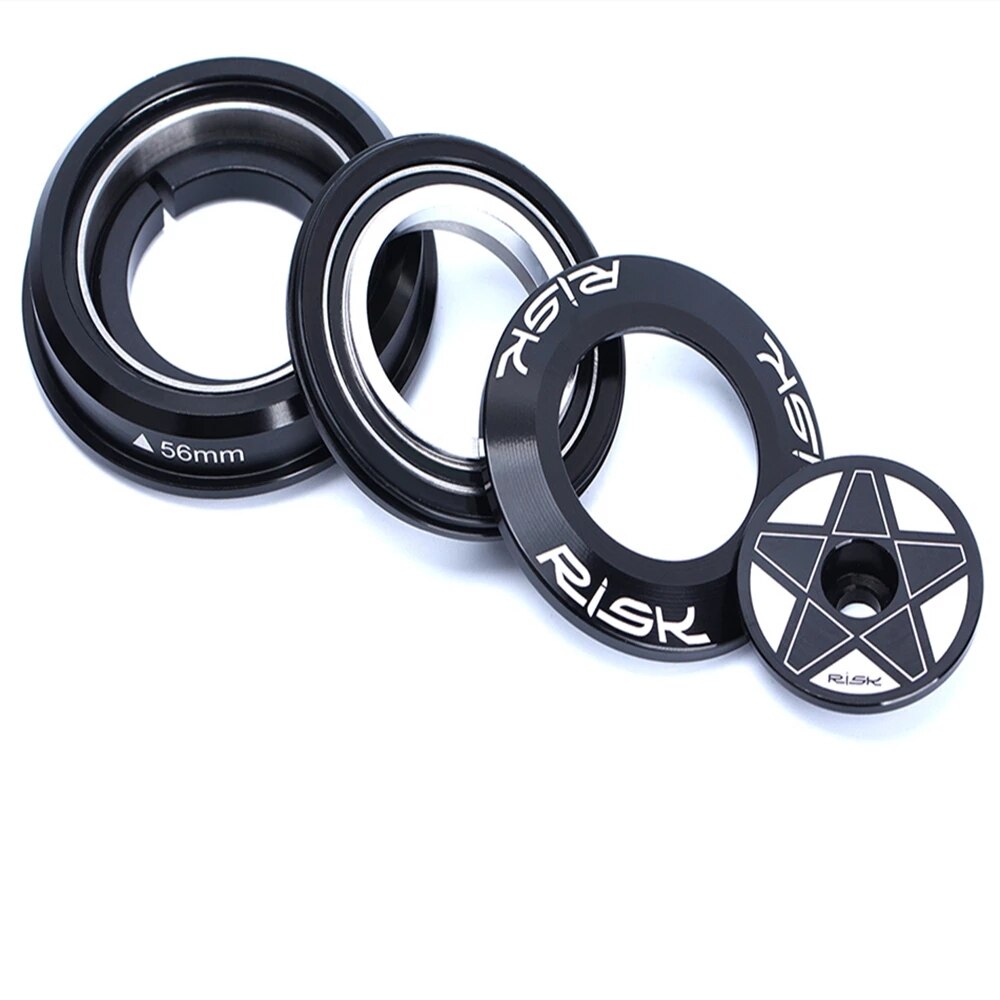 RISK DH-562 Bicycle Headset 44-56/44-55mm Aluminum CNC 1 1/8"-1 1/2" 1.5 Bike Tapered Tube fork Straight Steerer Double Bearing