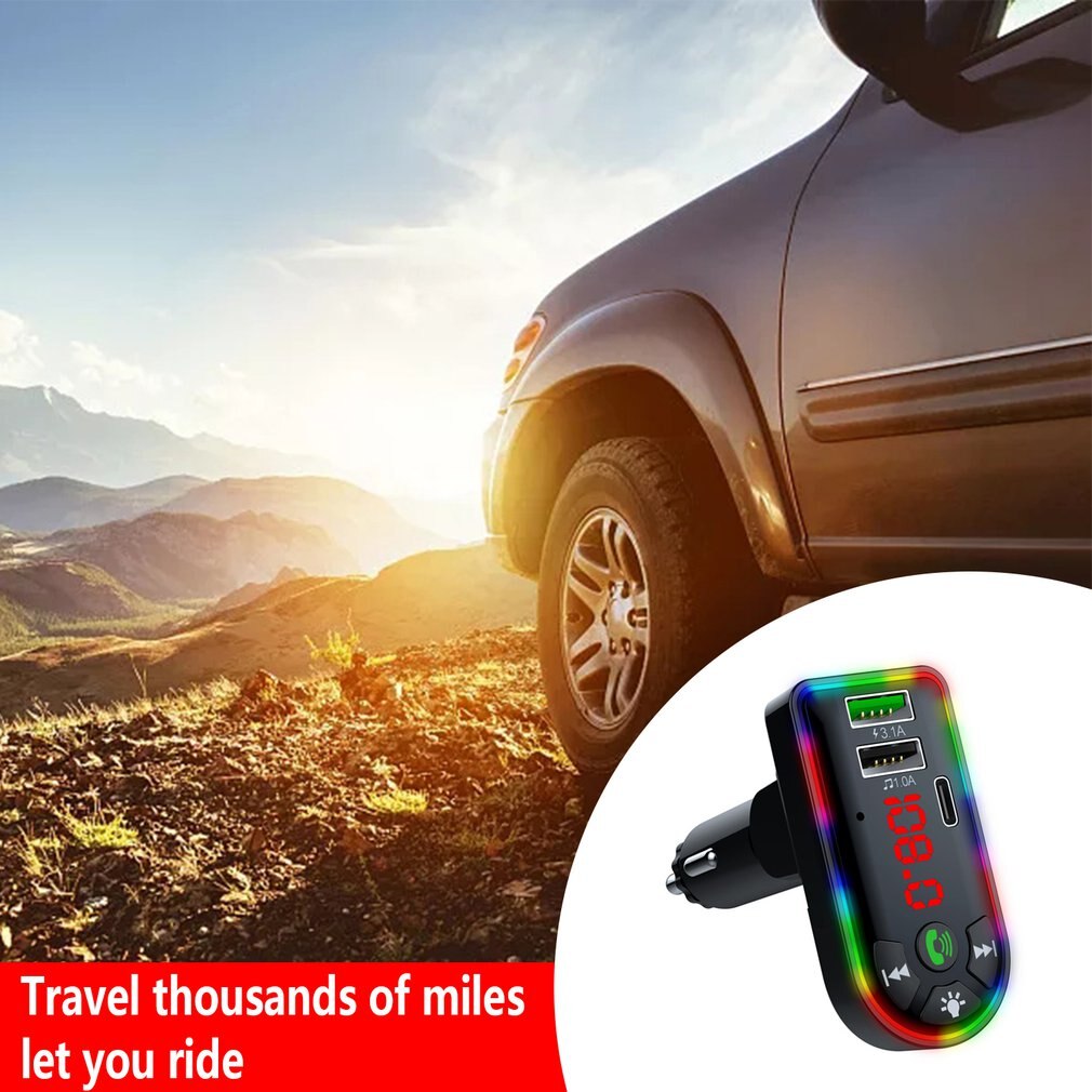 F7 kabellose autolautsprecher mit bluetooth, 5.0 mp3- chip-player, ambientebeleuchtung, usb-stick-kartenleser und stoßfestem player