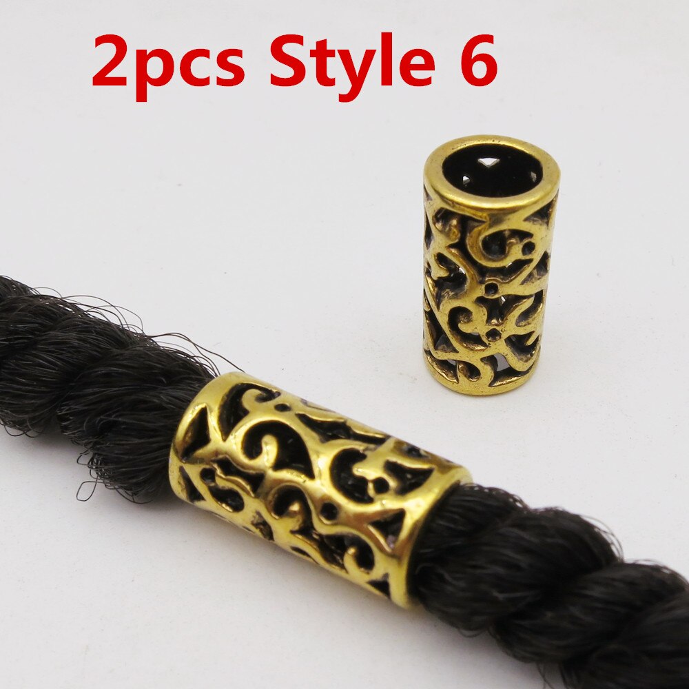 2 stk forskjellige 10 stiler viking hår flette Grue seg skjegg dreadlock perler ringetone rør til hårtilbehør: 2 stk stil 6