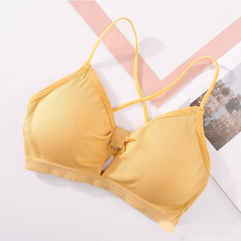 Underwear Solid Colod Bustier Bralette Push Up Strapy Lingerie Bra Hollow Our Padded Bra Crop Tops: 8