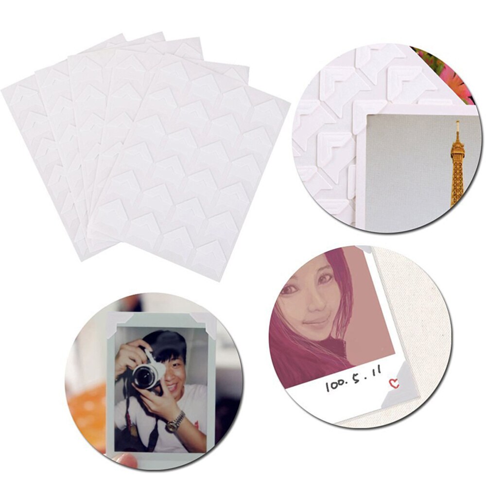 10 Sheets Photo Mounting Corners Self-adhesive Paper Photo Corner Stickers DIY Picture Accessories for Diary Album White