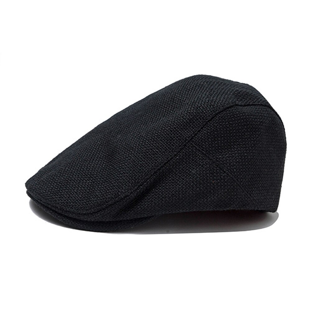 Showersmile Zomer Heren Baret Linnen Platte Pet Verstelbare Krantenjongenspet Ademend Vintage Effen Oranje Ivy Eendenbek Hoed