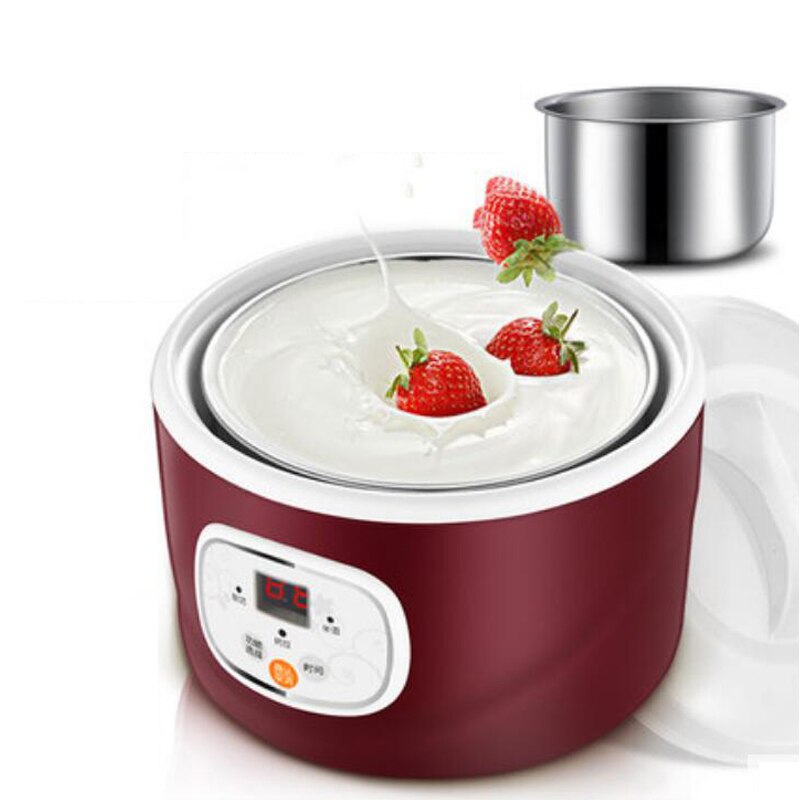 DETID Automatic Electric Yogurt Maker Multifunction Stainless Steel Leben Container Natto Rice Wine Machine Four Yoghurt Cups 1L: Display no cup