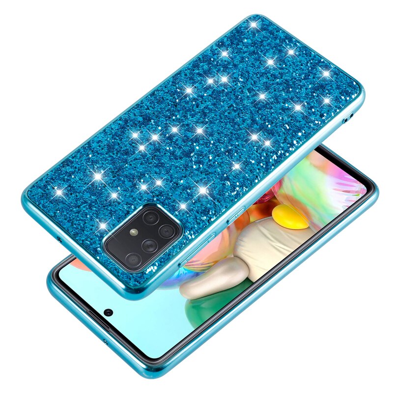 Pour Samsung Galaxy A51 étui Bling diamant paillettes couverture arrière pour Samsung A 51 A71 Anti-chute souple Silicone cadre étuis