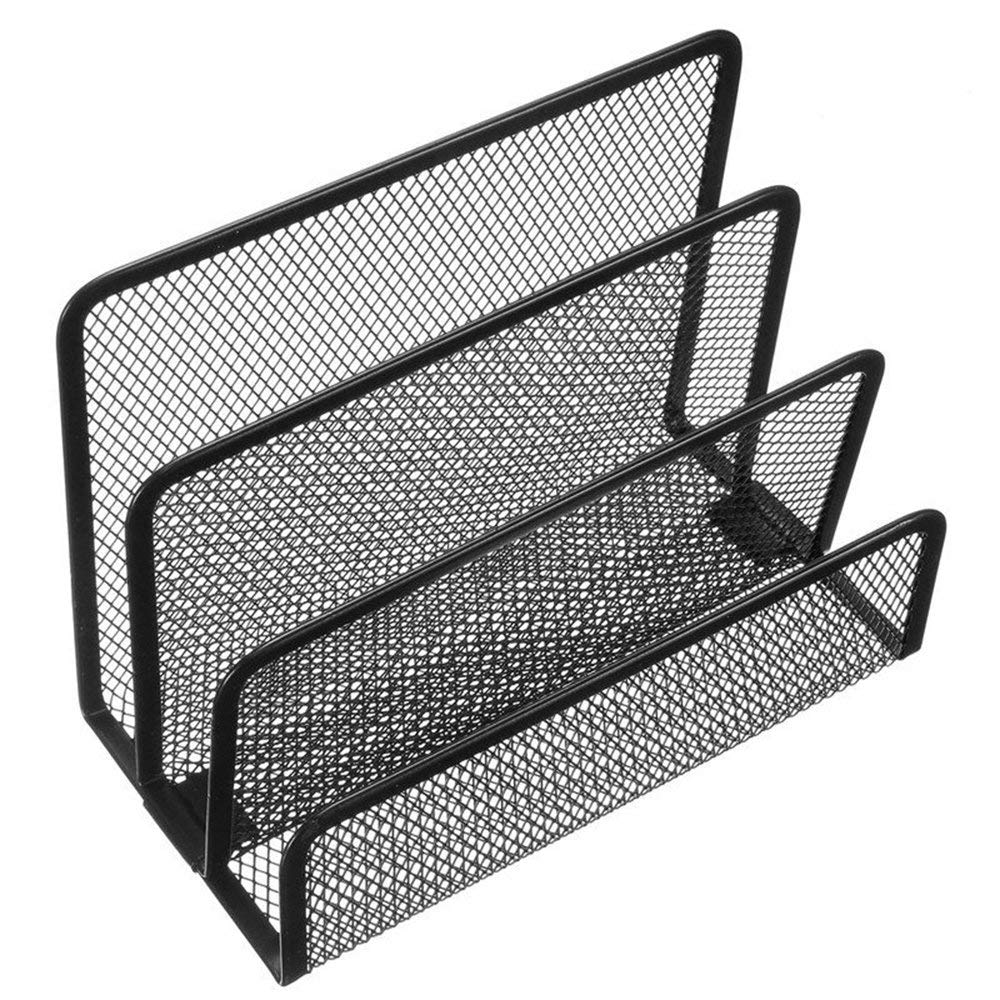 MyLifeUNIT Desk Mail Organizer 3 Compartment Mesh Letter Holder Office Desk File Organizer Desktop Paper Storage Rack