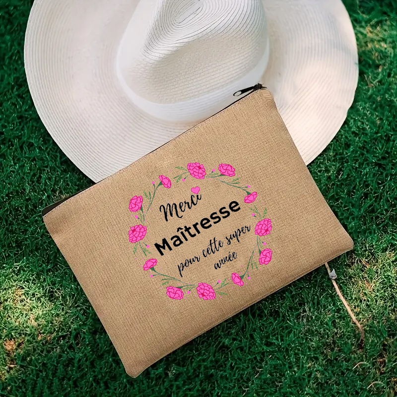 Dank U Leraar Reizen Cosmetische Organizer Make-Up Zakje Merci Maitresse Opbergtas Reizen Parfum Organisator Franse Mini Portemonnee: GRIJS