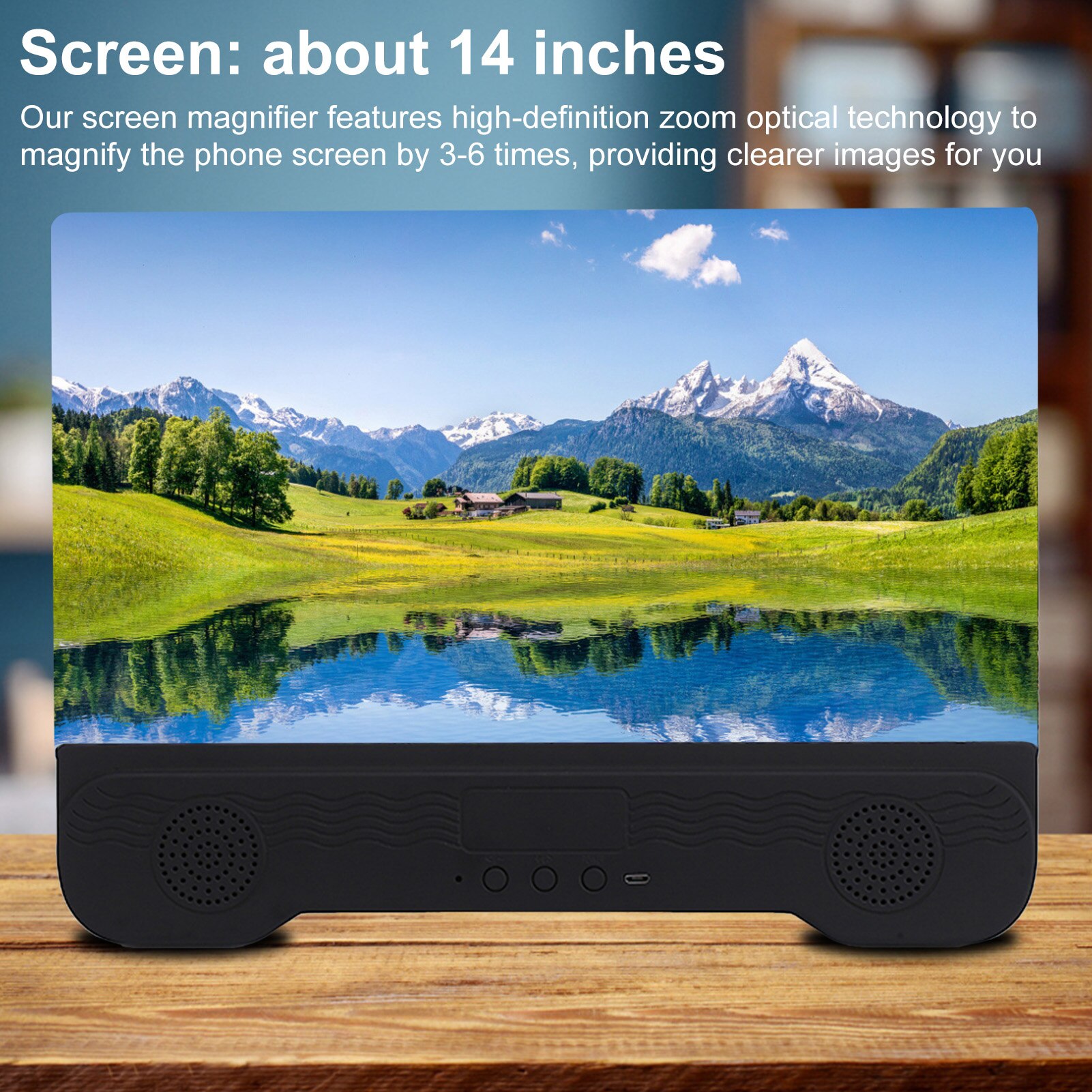 14 Inch 3D Mobiele Telefoon Screen Video Vergrootglas Opvouwbaar Vergroot Movie Amplifying Projector Stand Beugel Met Bluetooth Speaker