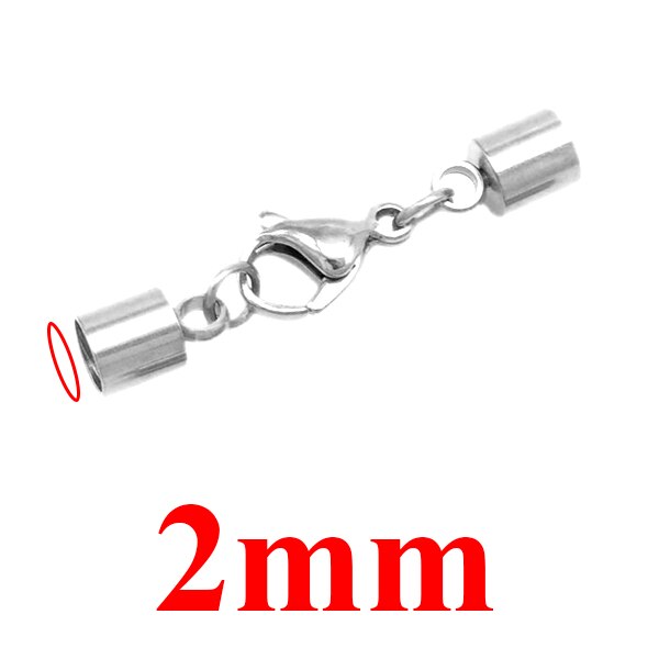 5 pz/lotto Catenaccio Ganci In Acciaio Inox Oro/argento Tono Fibbia In Pelle Cavo di Blocco per il FAI DA TE Braccialetto di Cuoio Dei Monili che fanno: silver 2mm