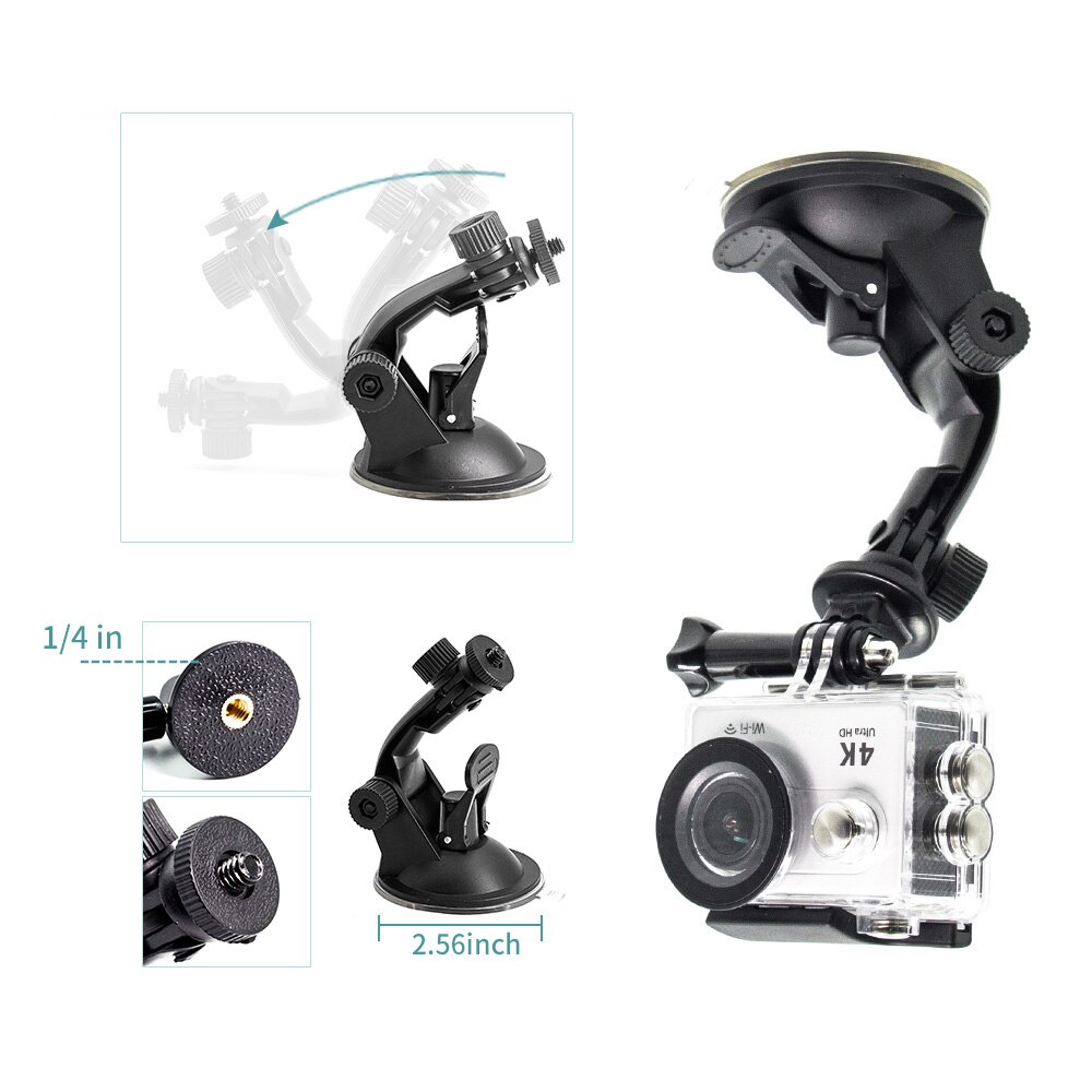 Fästen för gopro tillbehör set för go pro hero 7 svart 6 5 kit 3 -vägs selfie stick för eken  h9r h8r /  för xiaomi yi eva fodral