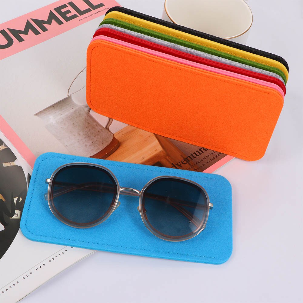 Funda de tela de fieltro suave para gafas, funda portátil de Color puro para anteojos, funda protectora para gafas de lectura